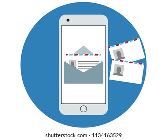 Smartphone with message on screen. Vector Illustration.