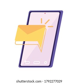 Smartphone mit Nachricht auf weißem Hintergrund, Vektorgrafik-Design