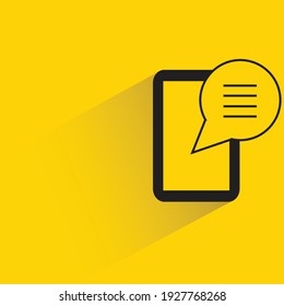 smartphone and message with shadow on yellow background