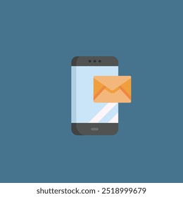 smartphone with message sign in flat vector design.