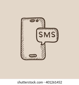 Smartphone with message sketch icon.