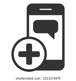 Smartphone message and test - icon, illustration on white background, glyph style