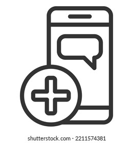 Mensaje y prueba de Smartphone - icono, ilustración en fondo blanco, estilo de contorno