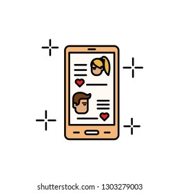 smartphone, message, typing, couple color icon. Element of color love signs. Premium quality graphic design icon. Signs and symbols collection icon for websites, web design