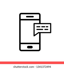 Smartphone and message vector icon, communication symbol. Simple, flat design for web or mobile app