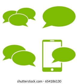 Smartphone Message vector icon set. Collection style is eco green flat symbols on a white background.