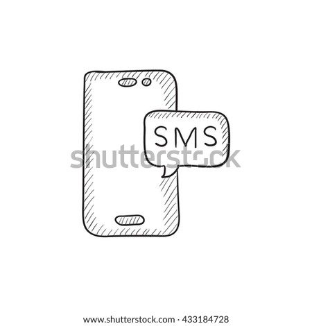 Smartphone with message vector sketch icon isolated on background. Hand drawn Smartphone with message icon. Smartphone with message sketch icon for infographic, website or app.