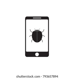 smartphone with message virus or spam, isolate on whit background. 