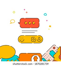 Smartphone messaging filled line vector icon, simple illustration, people communication related bottom border.