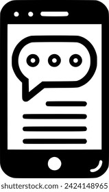Smartphone con mensaje sms icono de línea de aplicación, señal de vector de contorno, signo, símbolo, vector, arte