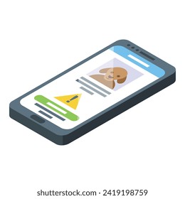 Smartphone microchip pet icon isometric vector. Online chip. Scanning device