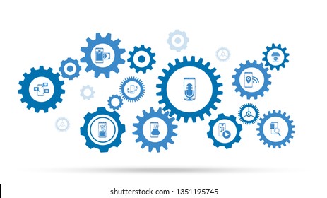 smartphone, microphone icon. From mobile concept set