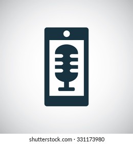 smartphone microphone icon, on white background