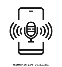 Smartphone with microphone icon. Vector illustration