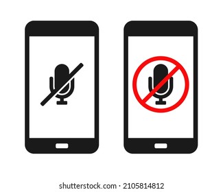 Smartphone con micrófono silenciado. Ilustración del vector