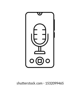 Smartphone microphone voice recorder icon. Simple line, outline vector of smartphone icons for ui and ux, website or mobile application