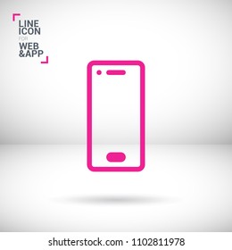 Smartphone minimal vector icon. Phone flat line icon for websites and mobile minimalistic flat design.