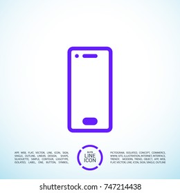 Smartphone minimal vector icon. Phone flat line icon for websites and mobile minimalistic flat design.