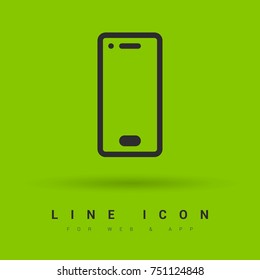 Smartphone minimal vector icon. Phone flat line icon for websites and mobile minimalistic flat design.