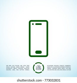 Smartphone minimal vector icon. Phone flat line icon for websites and mobile minimalistic flat design.

