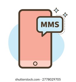 Smartphone mms text messaging concept icon with smartphone messaging internet