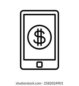 Smartphone mobile app with dollar symbol: vector illustration, business icon