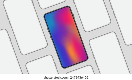 Smartphone and Mobile App Presentation, Web Banner, Background Template. Device Front View, 3D Shadow for UI or UX Vector Illustration.