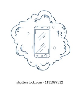 smartphone mobile applications concept on white background sketch doodle vector illustration