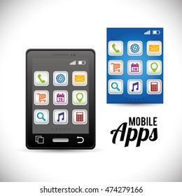 smartphone mobile apps application online icon set. Colorful and flat design. Vector illustration