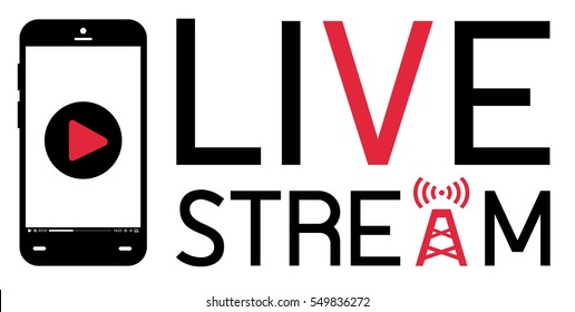 smartphone mobile broadcast  live stream logo vector