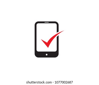 Smartphone or Mobile Check Mark Icon Vector Logo Template Illustration Design