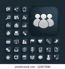 smartphone, mobile, computer, web, internet illustrations, icons, signs, silhouettes set, vector