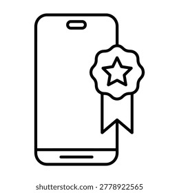Smartphone mobile device icon with a badge or seal of quality smartphone verified certification technology business