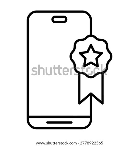 Smartphone mobile device icon with a badge or seal of quality smartphone verified certification technology business