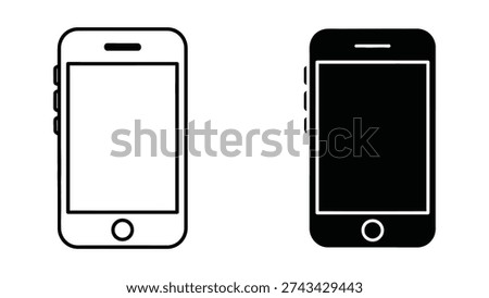Smartphone and Mobile Device Icons in Line and Solid Styles