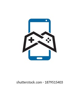 Smartphone mobile game logo design vector template