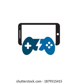 Smartphone mobile game logo design vector template