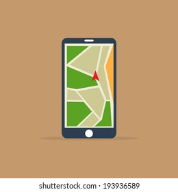 smartphone with mobile gps navigation on a screen vector