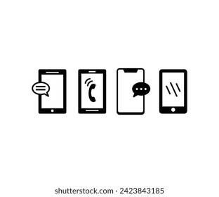 icono de smartphone teléfono móvil llamada mensaje chat diseño vector simple ilustración blanca en fondo blanco
