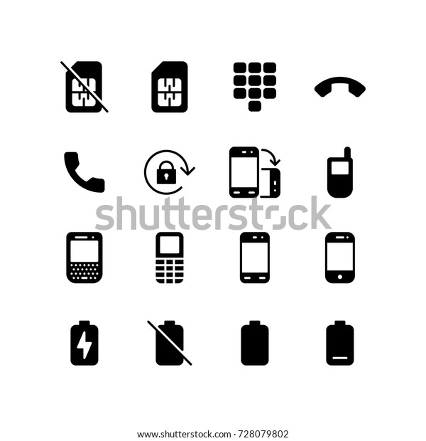 Smartphone Mobile Icon Set Stock Vector (Royalty Free) 728079802 ...
