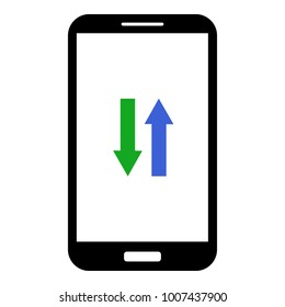 Smartphone with mobile internet symbol on screen. Vector icon.