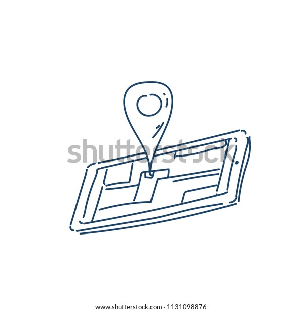 smartphone mobile map
navigation applications concept on white background sketch doodle
vector illustration