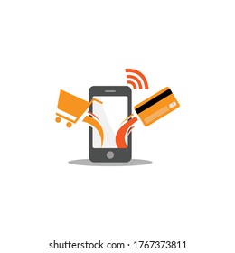 Smartphone mobile payment logo design vector. Mobile payment method illustration