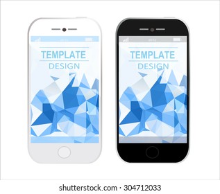 Smartphone, mobile phone with abstract elegant backgrounds with triangular style. Vector illustration.