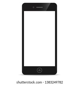 Smartphone or mobile phone with a blank screen icon for design mockup interface isolated on white background. Vector illustration