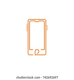 Smartphone, Mobile Phone, Cell Phone Thin Line Vector Icon. Flat Icon Isolated on the White Background. Vector, Illustration