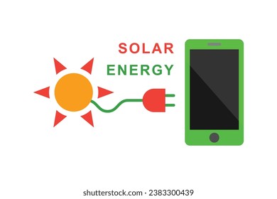 Smartphone, mobile phone charging station symbol, solar energy charger icon, color isolated on white background, vector illustration.