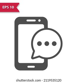 Smartphone - Mobile Phone With Chat Bubble - Texting Icon. Professional, pixel perfect icon, EPS 10 format.