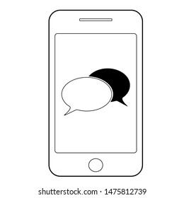 Smartphone, mobile phone smartphone device gadget. telephone icon with Speech bubble  message icon communication symbol.- vector.
