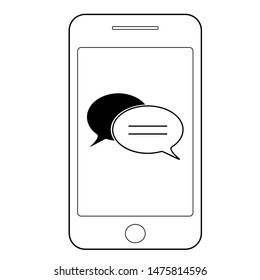 Smartphone, mobile phone smartphone device gadget. telephone icon with Speech bubble  message icon communication symbol.- vector Design.
